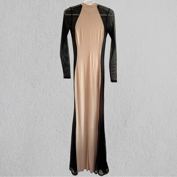 Nude and mesh maxi bodycon dress - Picture 6 of 8